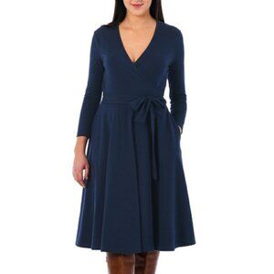 Eshakti Blue Knit Wrap Dress Sz 2X / 22W